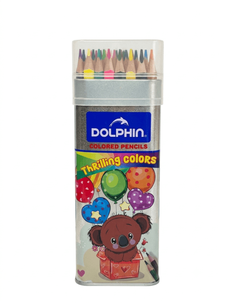 مداد رنگی دلفین (DOLPHIN) 24 رنگ مدل Thrilling Colors قوطی فلزی