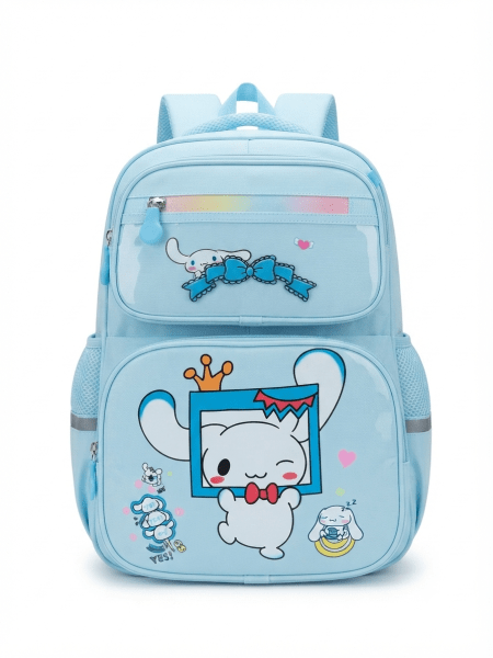 کوله‌پشتی مدرسه دخترانه طرح سینامورول (Cinnamoroll) – رنگ آبی آسمان
