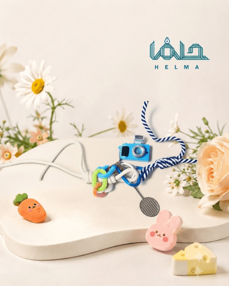 آویز موبایل فانتزی مدل دوربین آبی