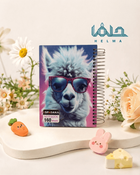 دفتر چه سیمی 160 برگ طرح لاما عینکی
