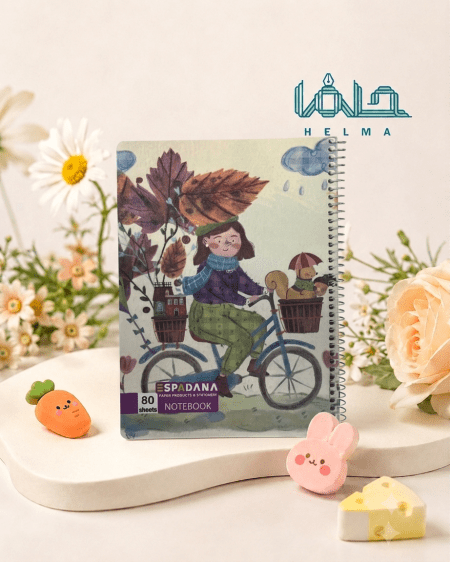 دفتر سیمی ۸۰ برگ طرح دوچرخه‌سواری پاییزی