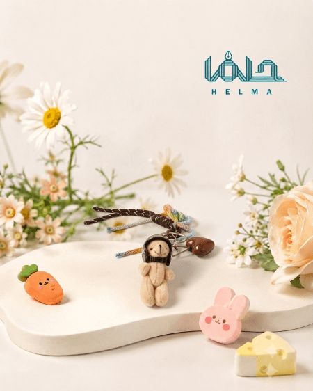 چارم بگ کیف و جاکلیدی طرح خرس کلاه کاسکت‌دار