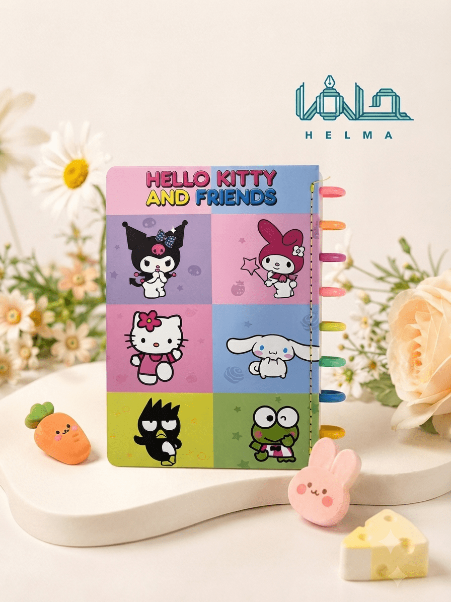 دفتر کلاسوری دکمه ای فانتزی طرح Hello Kitty and Friends برند سویل