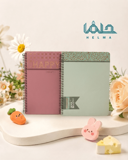 دفتر سیمی ۱۰۰ برگ طرح کلاسیک و هپی