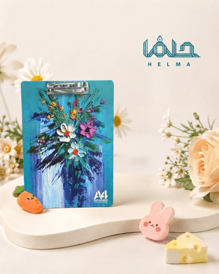 تخته شاسی A4 طرح گلدان گل هنری آبرنگی