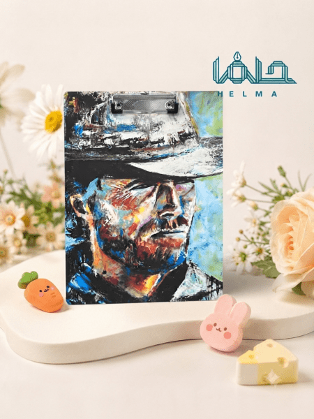 تخته شاسی A4 طرح پرتره هنری مرد با کلاه