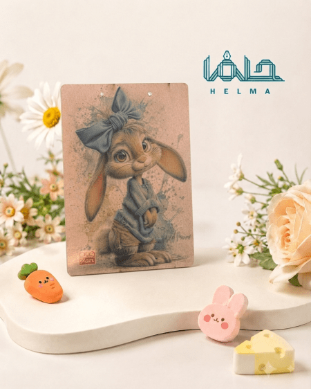 تخته شاسی چوبی طرح خرگوش فانتزی پاپیون‌دار
