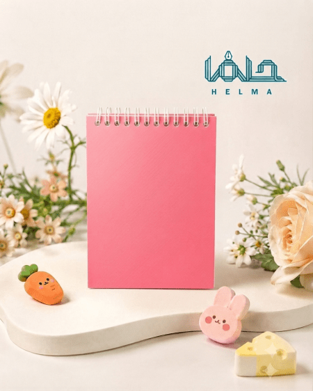 دفترچه یادداشت فنری ساده و مینیمال (صورتی)