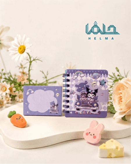 ست دفترچه یادداشت و یادداشت چسبدار فانتزی طرح کورومی (بنفش)
