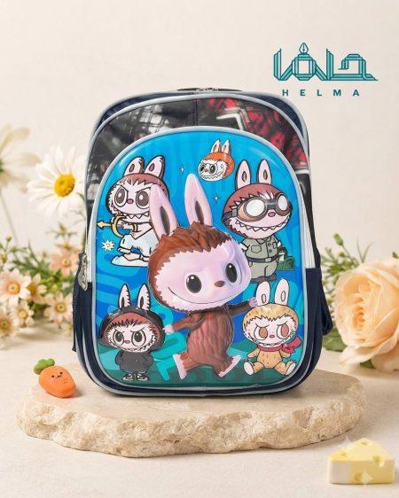 کوله پشتی فانتزی طرح خرگوش‌های کارتونی (آبی تیره)