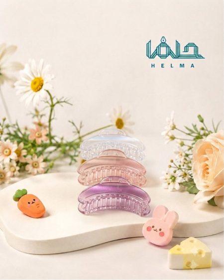 کلیپس مو فانتزی نیم‌دایره‌ای شفاف (پاستلی)وارداتی