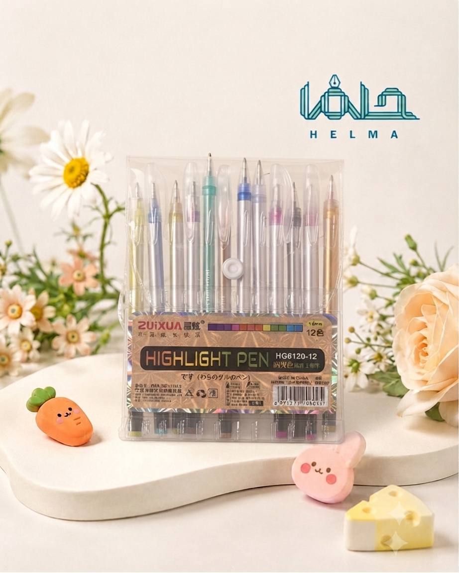 ست خودکار رنگی و هایلایتر ZUIXUA مدل HG6120-12 (بسته ۱۲ عددی)وارداتی