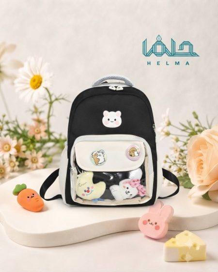 کوله‌پشتی فانتزی جیب‌شفاف طرح عروسکی