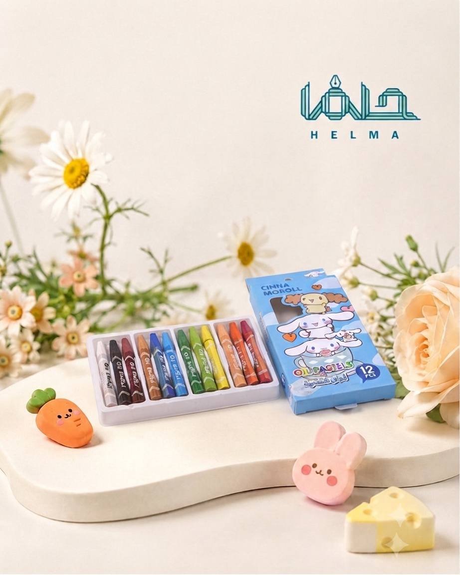پاستل روغنی ۱۲ رنگ فانتزی طرح سینامورول (Cinnamoroll)