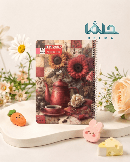 دفتر ۵۰ برگ فنری اسپادانا مدل عصرانه پاییزی و آفتابگردان